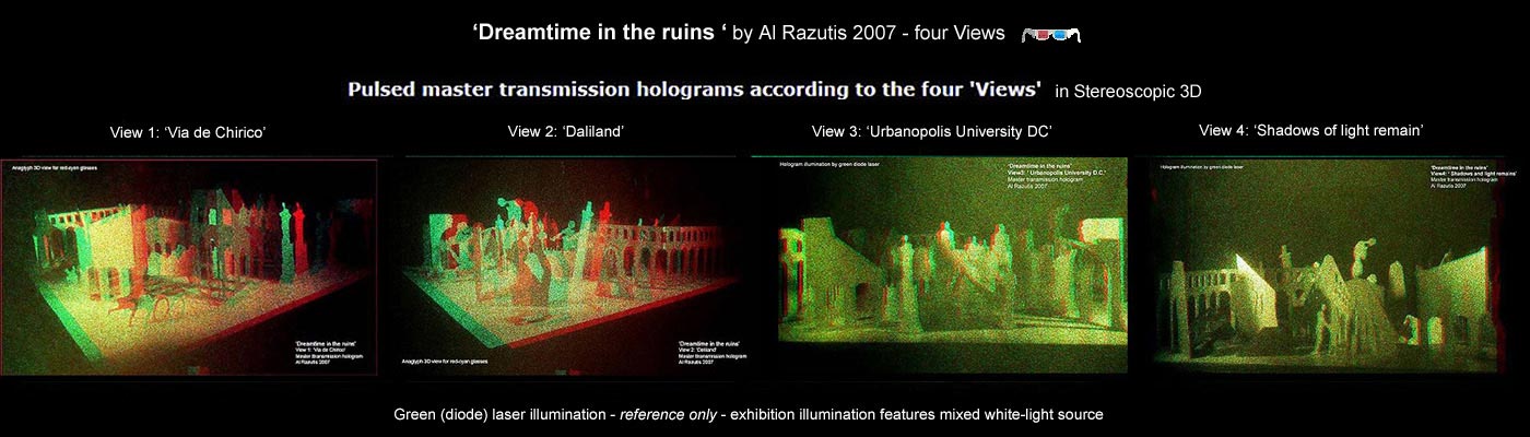 laser illuminated Dreamtime in the ruins by Al Razutis 4 views - anaglyph 3D photos