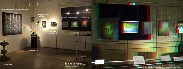 Al Razutis  holographic art works at Deja Vu exhibition 2010 Vancouver, Canada and NSA 3D-Con 2012, Culver City, USA