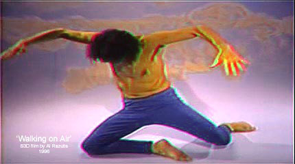 in side by side a 3D Still from WALKING ON AIR 1996 by Al Razutis and Dean Fogal