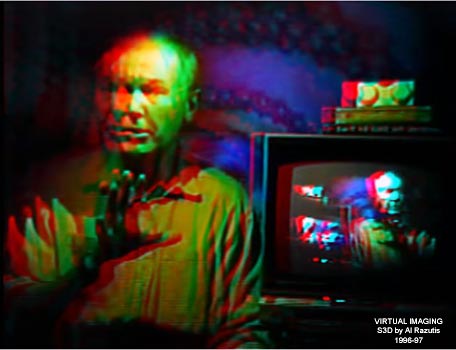 in anaglyph a 3D Still from VIRTUAL IMAGING 1997-1999 by Al Razutis
