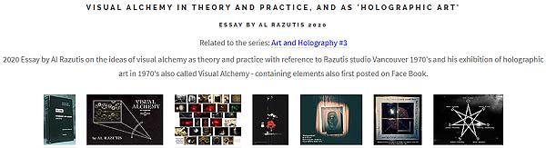 2020 illustrated essay by Razutis on visual alchemy, theory and practice and as holographic art
