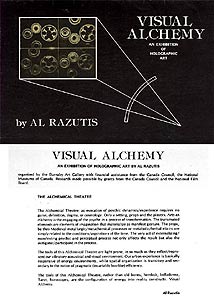 Visual Alchemy exhibition catalog - page on Alchemical Theatre - 1977 - Burnaby Art Gallery solo exhibition of holographic art by Al Razutis