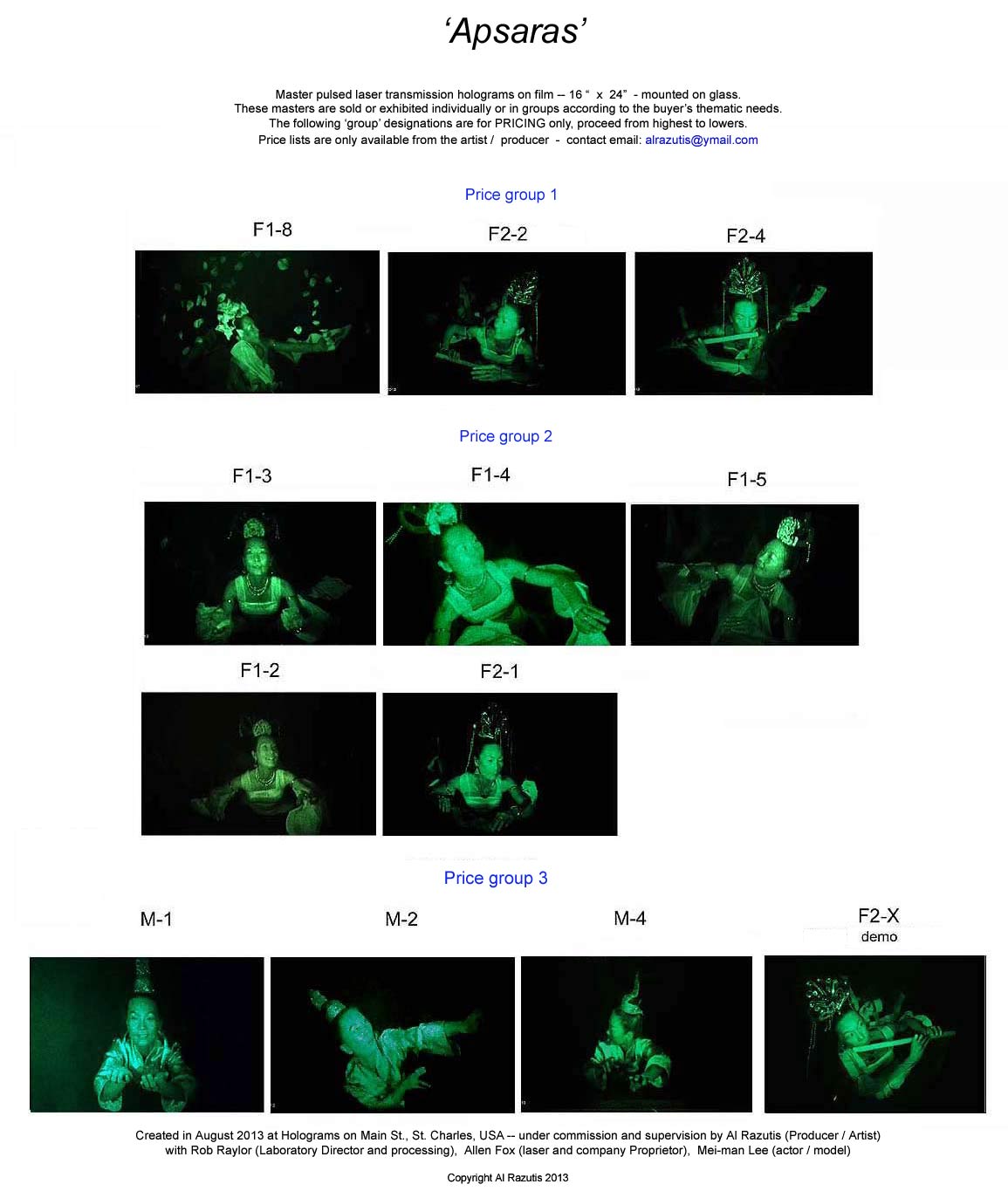 enlarged image - Apsaras by Al Razutis 2013 pulsed laser master transmission holograms