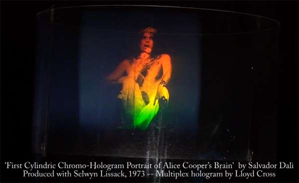 click for You Tube clip of Alice Cooper's Brain by Salvador Dali multiplex hologram - sections only - by XAR3D Al Razutis