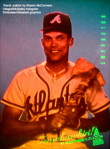 David Justice by Sharon McCormack - Sharon McCormack Collection of multiplex holographic stereograms - embossed card -  photo by XAR3D
