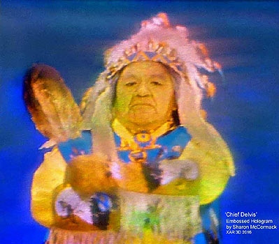Sharon McCormack Collection of multiplex holographic stereograms  - 'Chief Delvis' native american indian  - sample pre-installation view