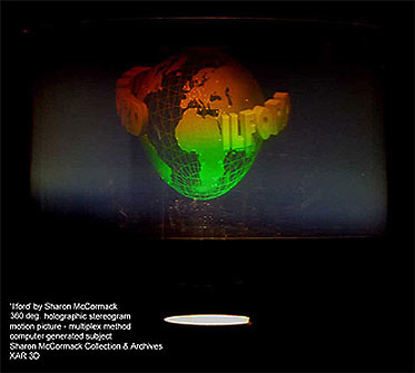 click/enlarge - Multiplex 360 degree Stereogram - Hologram 'Ilford' by Sharon McCormack - photo by Al Razutis