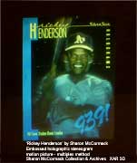 click/enlarge - Rickey Henderson Embossed Multiplex  Holographic Stereogram 'by Sharon McCormack - photo by Al Razutis
