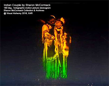 Sharon McCormack Collection of multiplex holographic stereograms  - hologram of indian couple  by Sharon McCormack - sample pre-installation view