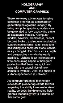 click/enlarge - Sharon McCormack text on computer graphics for holographics stereograms