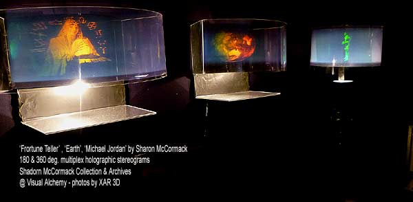 Sharon McCormack Collection of multiplex holographic stereograms 'Fortune Teller' and 'Earth' and 'Michael Jordan' - sample installation view