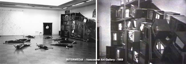 click to enlarge - TV Installation work by David Rimmer, Tom Shandel, Bill Fix - Vancouver Art Gallery 1969, Intermedia Show