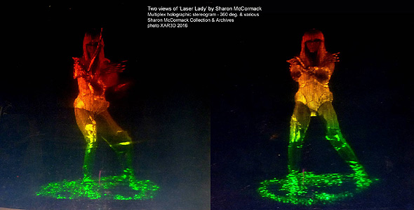 Laser Lady by Sharon McCormack - motion-picture multiplex holographic stereogram - Sharon McCormack Collection of multiplex holographic stereograms photo by XAR3D 