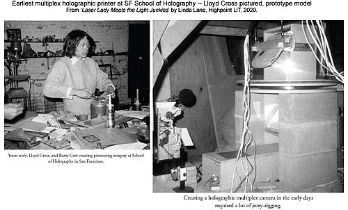 click to enlarge first generation multiplex printer under construction at the San Francisco School of Holography with Lloyd Cross