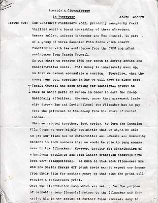 click to enlarge - pg 1. creation documents Pacific Cinematheque from Greater Vancouver Film Co-op and Intermedia Film Co-op