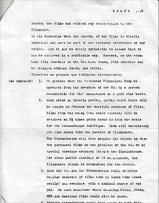 click to enlarge - pg 2. creation documents Pacific Cinematheque from Greater Vancouver Film Co-op and Intermedia Film Co-op