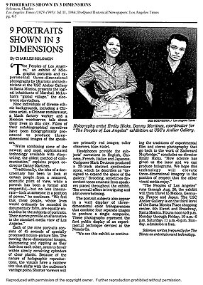 click/enlarge - Los Angeles Times 1984 story on Peoples of LA exhibition