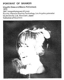 click to enlarge  catalog entry description of  Portrait of Sharon by Lloyd Cross and Sharon McCormack multiplex hologram for Franklin 1979 exhibition