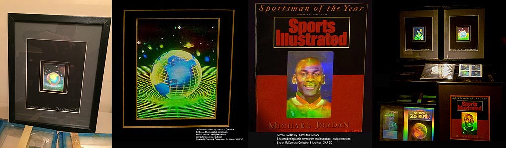 Synthetic World & Michael Jordan by Sharon McCormack - Embossed Holographic Stereograms  - photo by XAR  Al Razutis