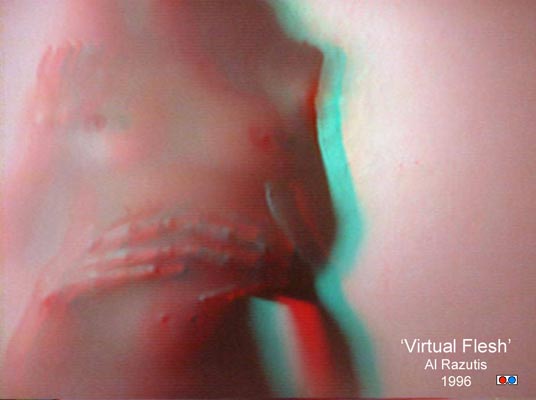 in anaglyph a 3D Still from VIRTUAL FLESH