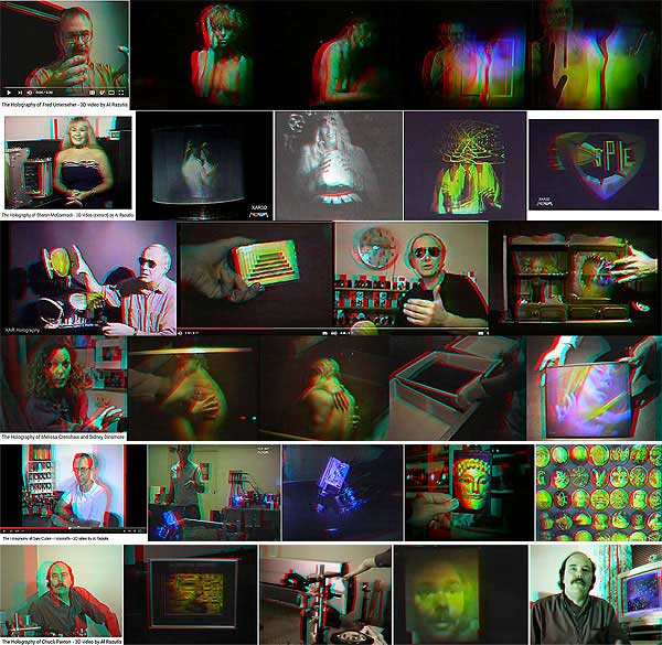 Volume 3 hologrpahic artists and display holographers in stereoscopic 3D clips by Al Razutis