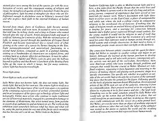 click to enlarge essay pg 2 by J.S.M. Willette in exhibition catalog for 'In light' by Sally Weber