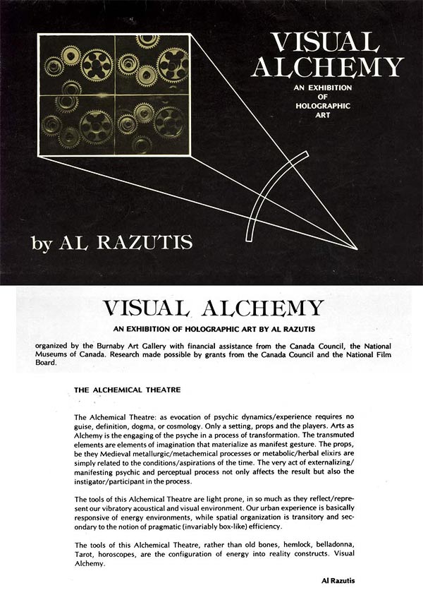 Exhibition Catalog covers & contents Visual Alchemy  by Al Razutis at Burnaby Art Gallery