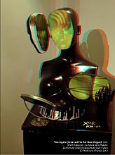 Surrogate (Dressed For Art New Vogue) - sculpture -  hologram by Al Razutis  1984 - dichromate holograms by Gary Cullen in anaglyph 3D