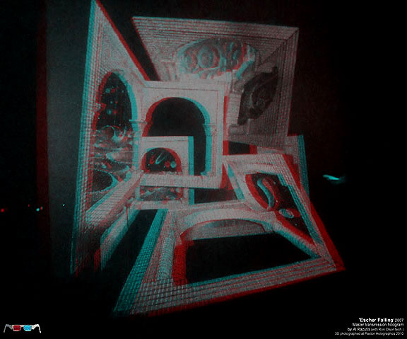 Escher Falling by Al Razutis 2007  - use anaglyph red-cyan to view in stereo 3D