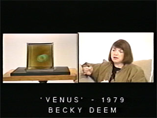 Becky Deem interviewed in Los Angeles on twin screens