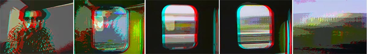 in anaglyph  3D stills frames panel from FRANCE 97
