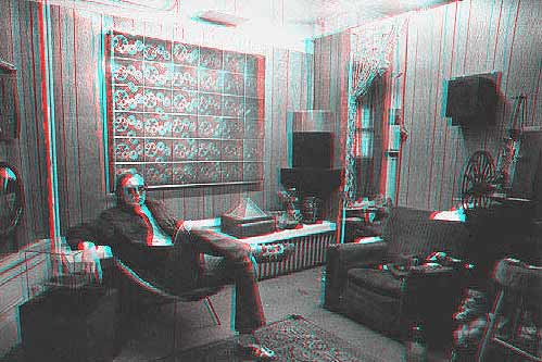 Al Razutis - Visual Alchemy 1976 - 3D anaglyph from 2D photo by Robert Wishlaw - use ANAGLYPH red-blue glasses...click to Plato Cave