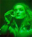 click/enlarge - Edwina Orr pulsed hologram self-portrait 1982, hologram as optics here's looking at you looking back