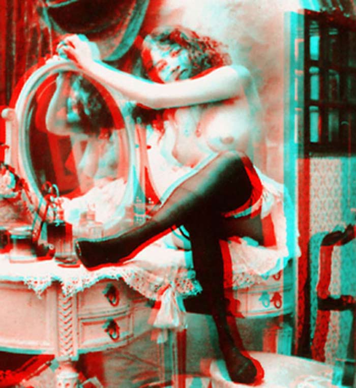 anaglyph of model posing