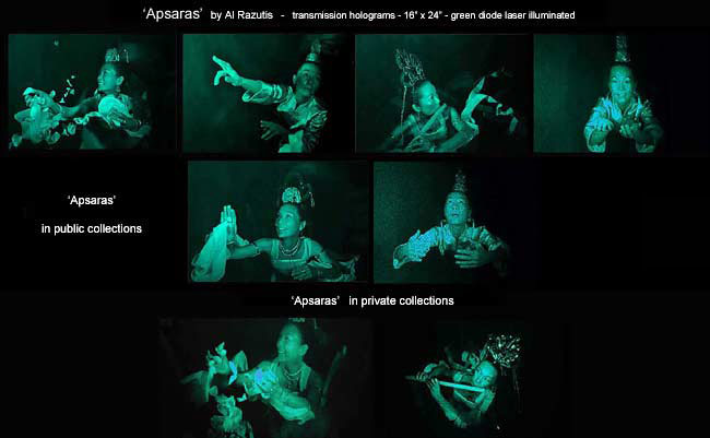 APSARAS page of pulsed laser transmission master holograms by Al Razutis