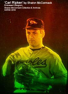 click/enlarge - Carl Ripken by Sharon McCormack Embossed Multiplex  Stereogram baseball card -  photo by Al Razutis XAR3d