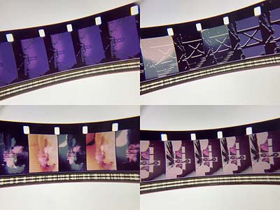 Film strips from 98.3 KHz: (Bridge at electrical storm by Al Razutis restored by Sebastian Di Trolio