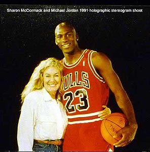 click/enlarge - Sharon McCormack and Michael Jordan at McCormack holographic stereogram shoot