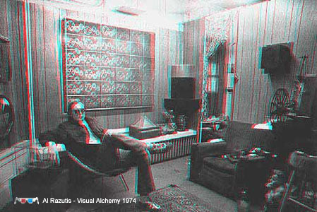 click enlarge Al Razutis at Visual Alchemy 1974 - anaglyph 3D 