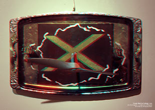 Catch Me I'm Falling - sculpture -  hologram by Al Razutis  1984   in anaglyph 3D