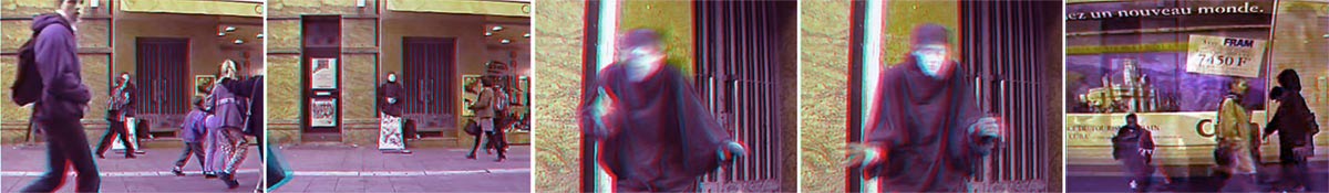 in anaglyph  3D stills frames panel from FRANCE 97